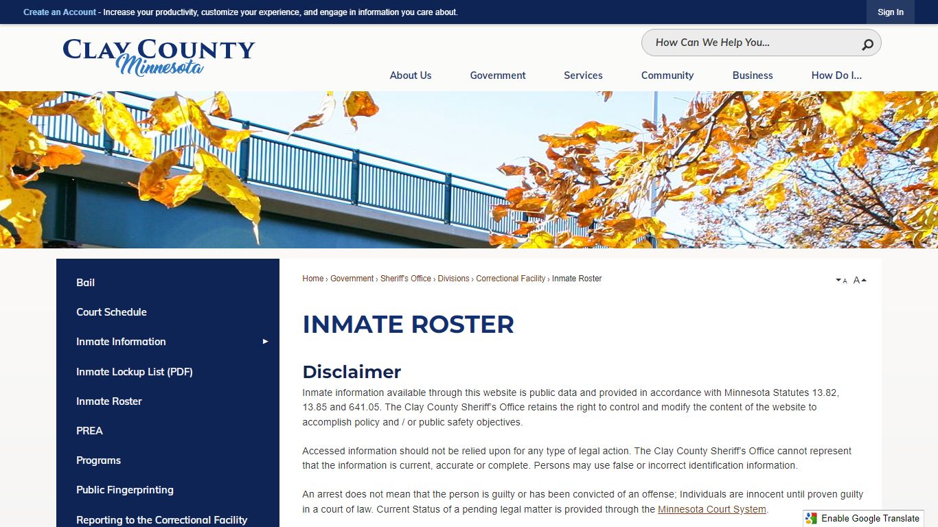 Inmate Roster | Clay County, MN - Official Website